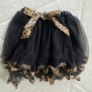 Black tutu with leopard print trim